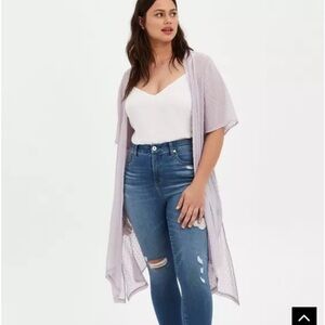 Torrid Clip Dot Sharkbite Hem Kimono mauve